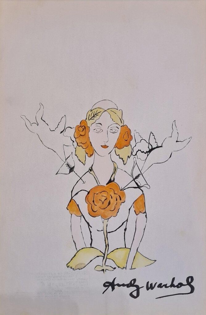 Andy Warhol, Woman with Roses and Cupids, 1955