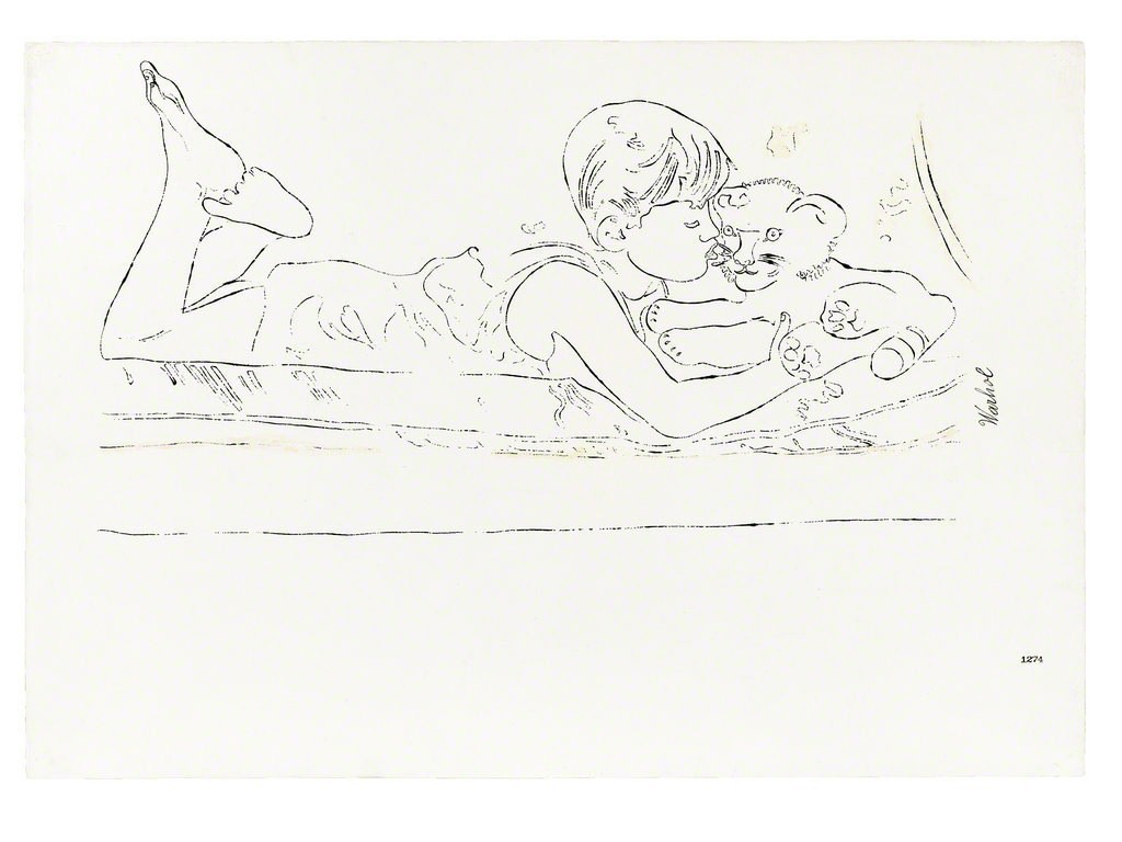 Andy Warhol, Boy with Stuffed Tiger, ca. 1957