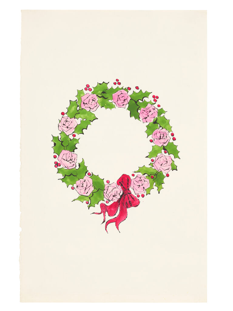 Andy Warhol, Christmas-Wreath with Roses, ca. 1956