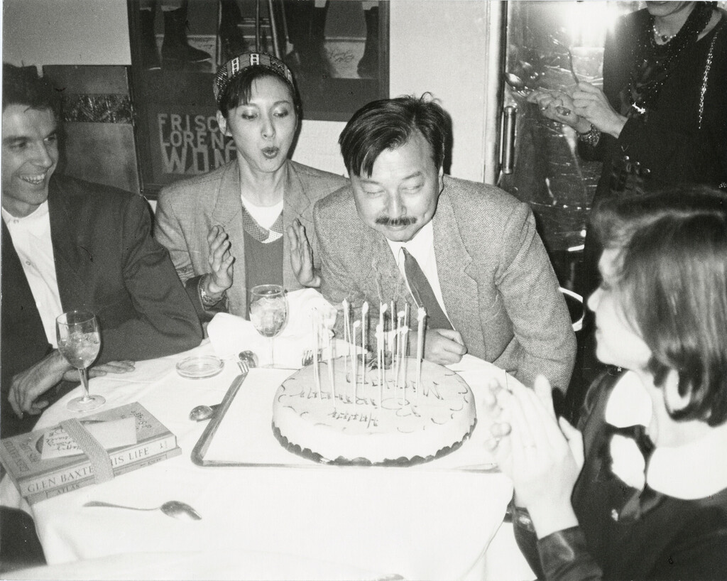 Michael Chow, Adele Lutz, David Byrne and Tina Chow celebrating Michael's birthday, image 1