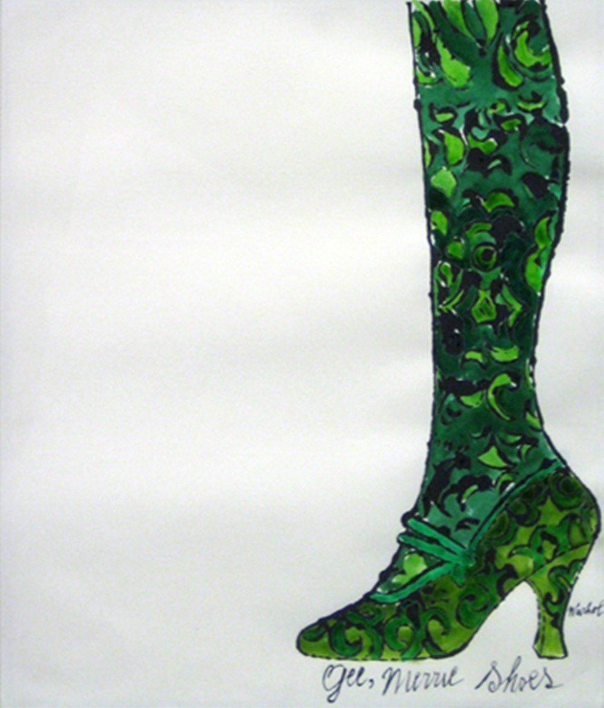 Andy Warhol, Gee, Merrie Shoes (Green), 1956