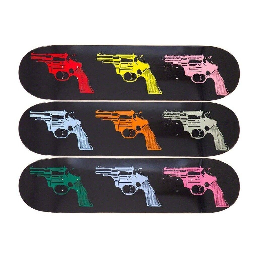 Andy Warhol, ANDY WARHOL "GUNS" TRIPTYCH SKATE DECKS, 2015