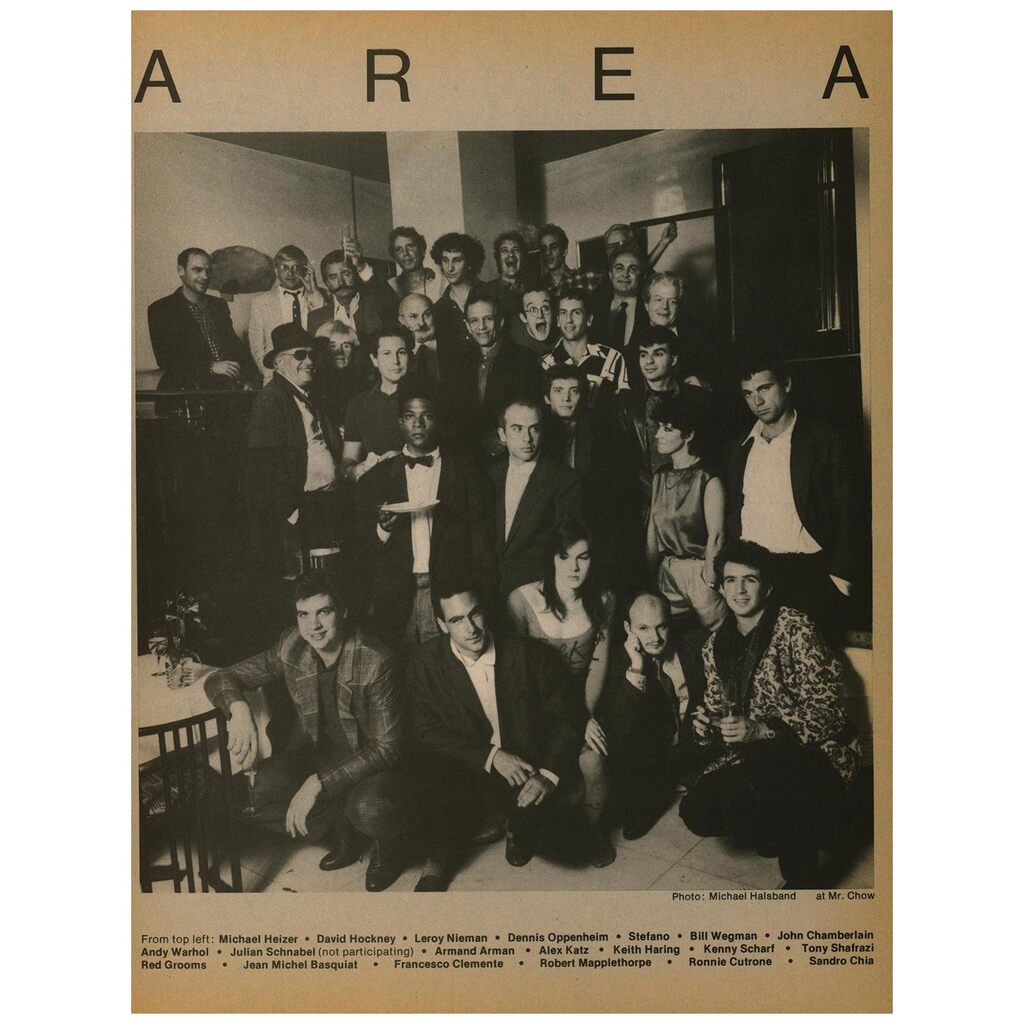 Andy Warhol, Art: Area ad featuring Jean-Michel Basquiat, Keith Haring & Andy Warhol, 1985