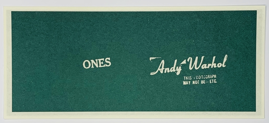 Andy Warhol, Warhol Art Cash (Ones), 1971