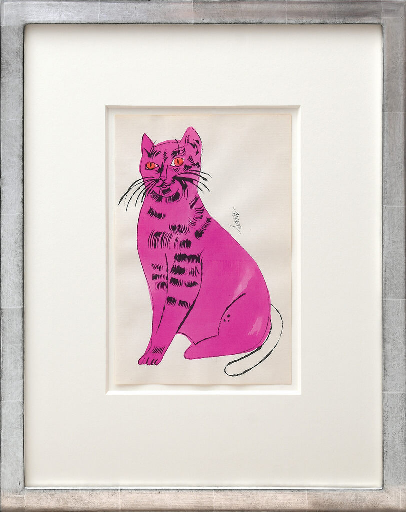Sam. [Sitting pink cat with orange eyes.], image 1