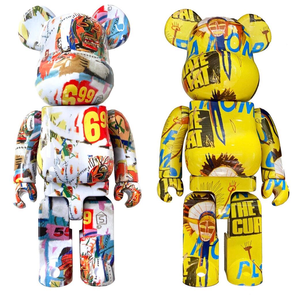 Andy Warhol, Warhol Basquiat Bearbrick 400% figures: set of 2 (Warhol Basquiat BE@RBRICK), ca. 2021