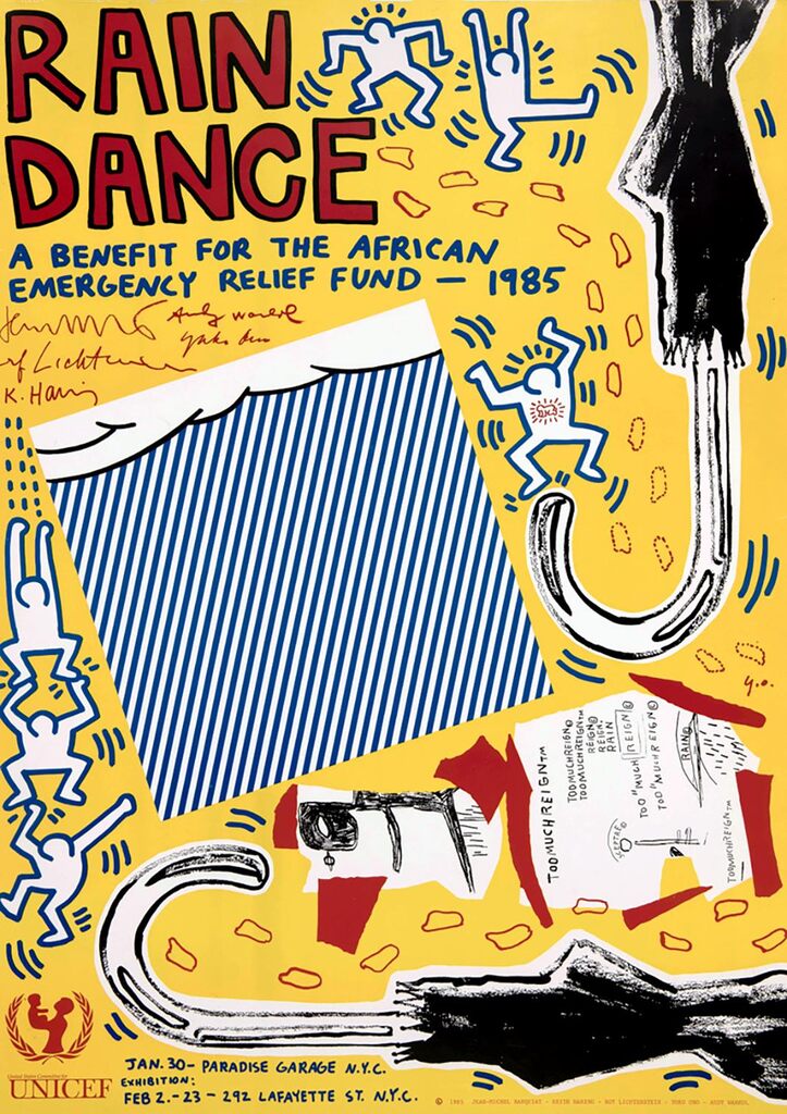 Andy Warhol, Keith Haring Rain Dance 1985 (Keith Haring UNICEF benefit poster), 1985