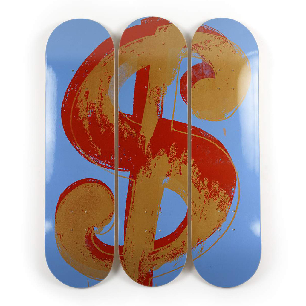 Dollar Sign (Blue) Skateboard Deck Triptych, image 1
