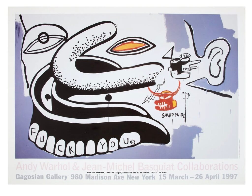 Andy Warhol, “Fuck You Dentures” (produced  in conjunction with Andy Warhol & Jean-Michel Basquiat Collaborations at Gagosian), 1997