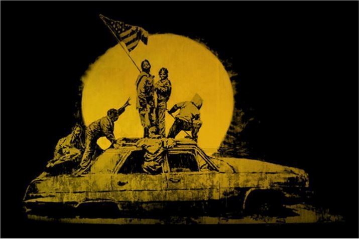 Banksy, Gold Flag, 2007