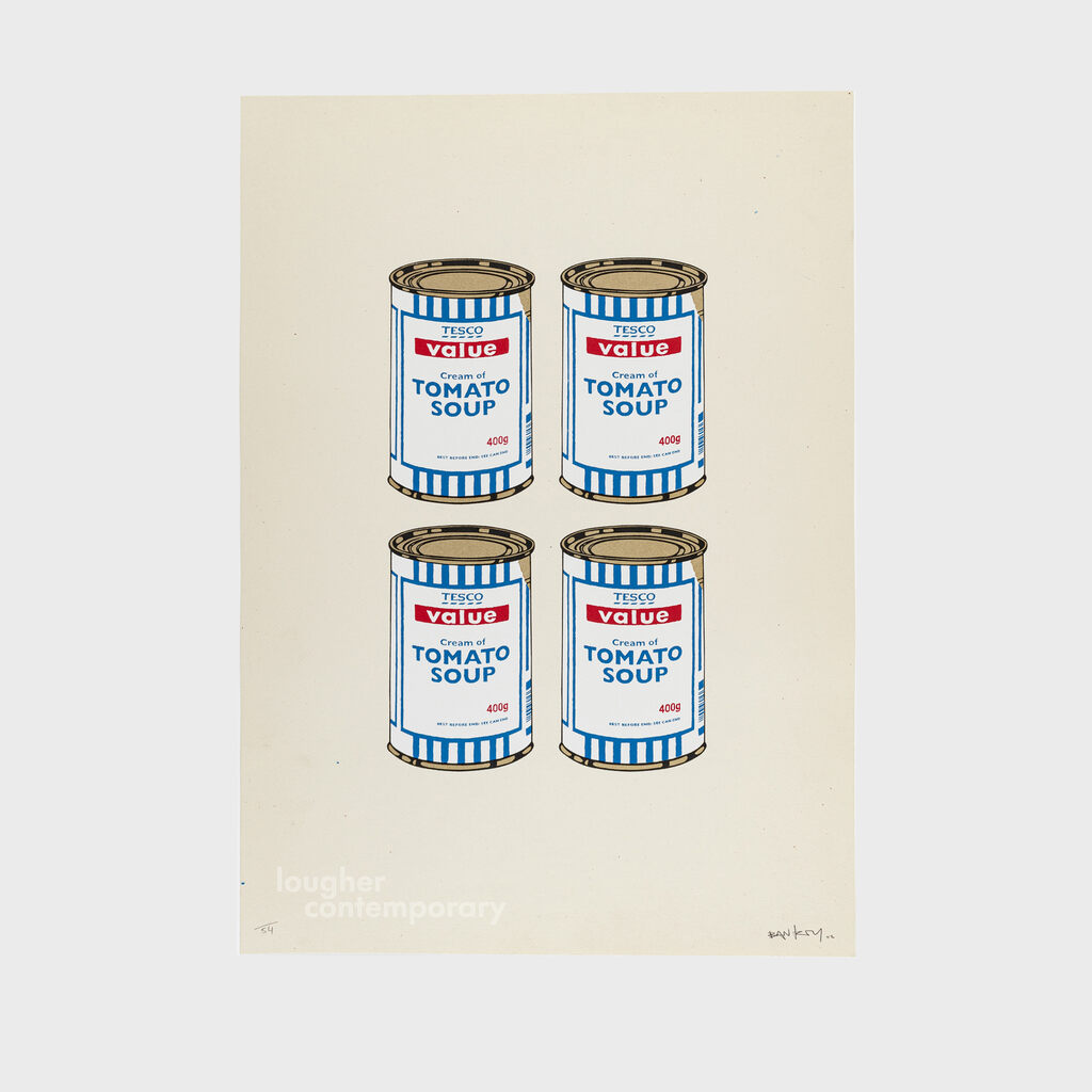Banksy, Four Soup Cans - Gold on Cream, 2005