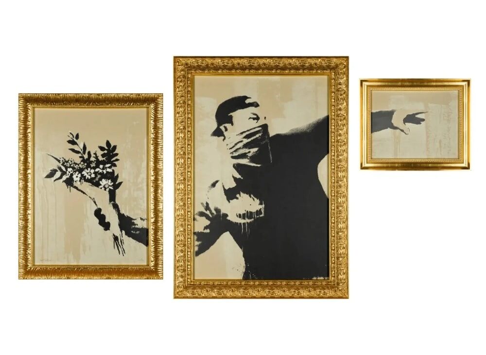 Banksy, Flower Thrower Triptych (VIP), 2019