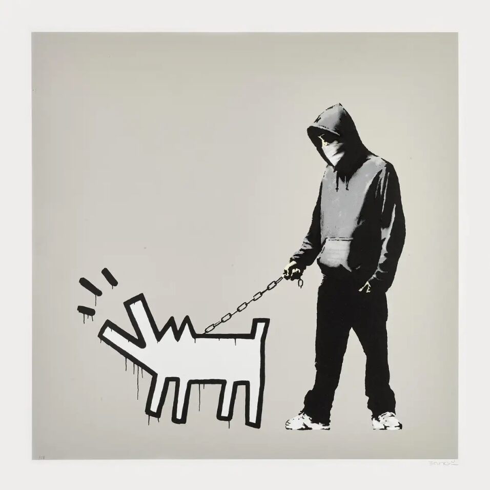 Banksy, Choose Your Weapon (Queue Jumping Grey), 2010