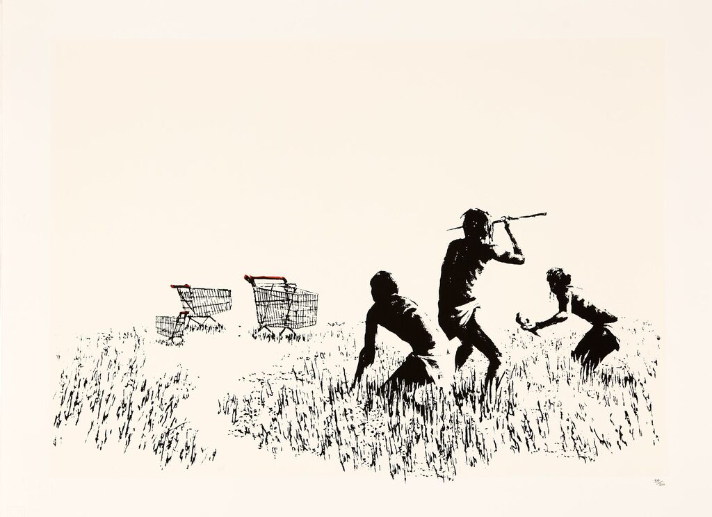 Banksy, Trolleys black and white, 2006