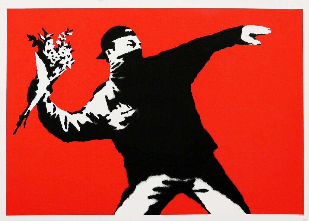 Banksy, Love Is In The Air (Flower Thrower) (signiert), 2003
