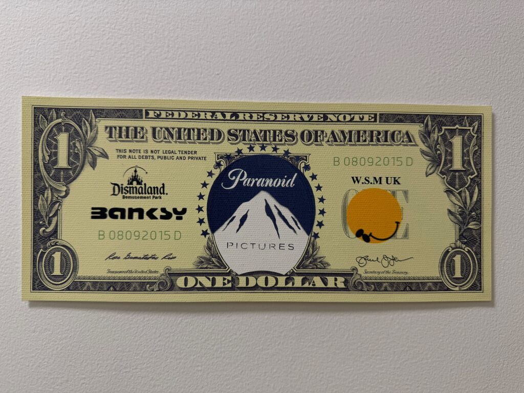 Banksy, DISMALAND US DOLLAR "PARANOID PICTURES " DISMAL DOLLAR CANVAS, 2015