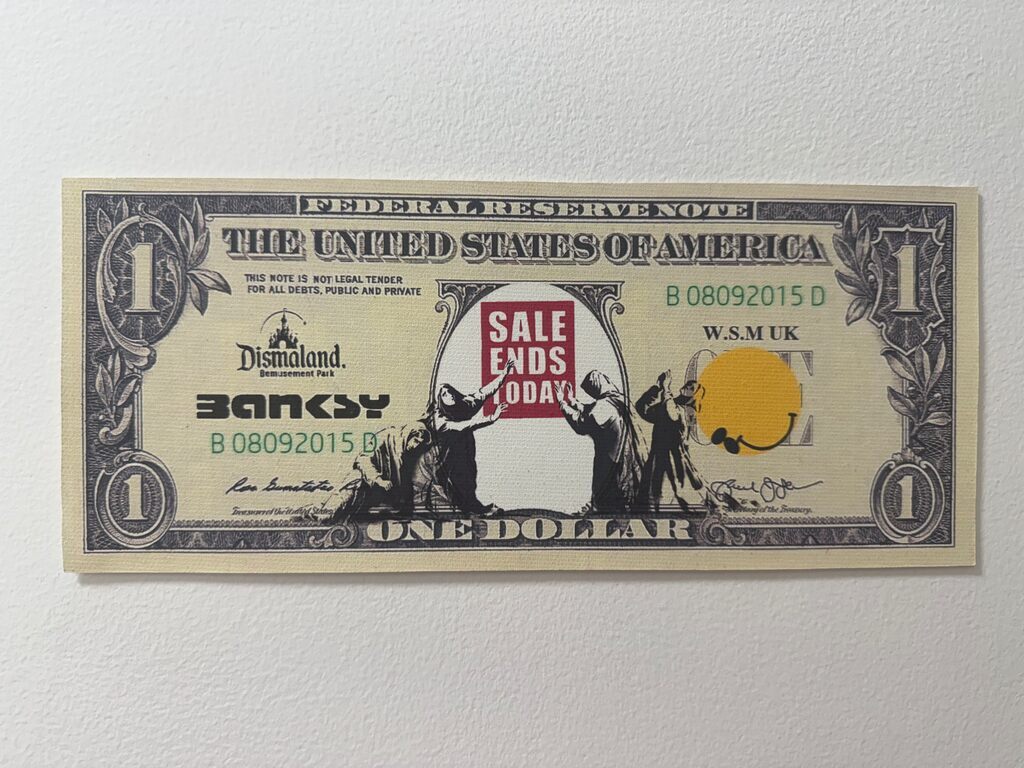Banksy, DISMALAND DISMAL DOLLAR CANVAS "SALE ENDS TODAY", 2015