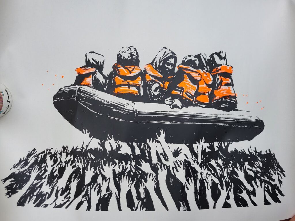 Banksy Migrant Boat Poster Glastonbury 2025