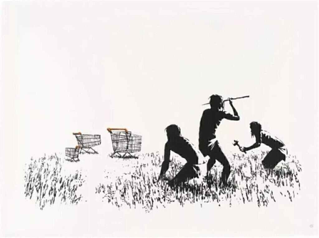 Banksy, Trolleys (Black and White) - Unsigned, 2007