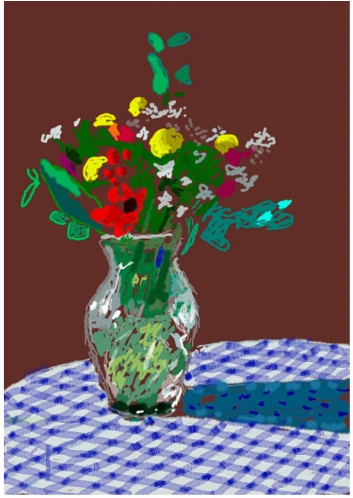 David Hockney, 13th February 2021, Flowers in a Glass Vase, 2021