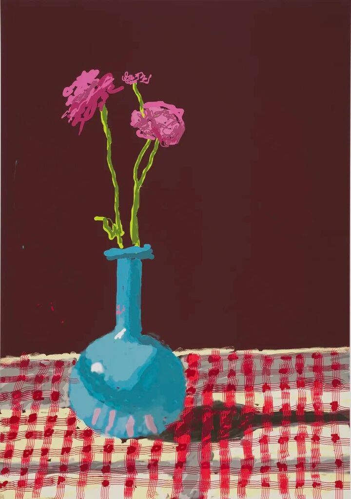 David Hockney, 28th February 2021 (Roses in a Blue Vase), 2021