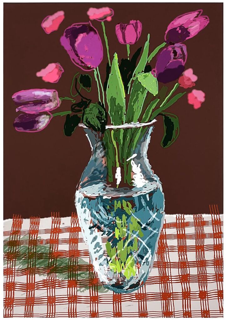 David Hockney, 16th March 2021, Tulips in Cut Glass, 2021