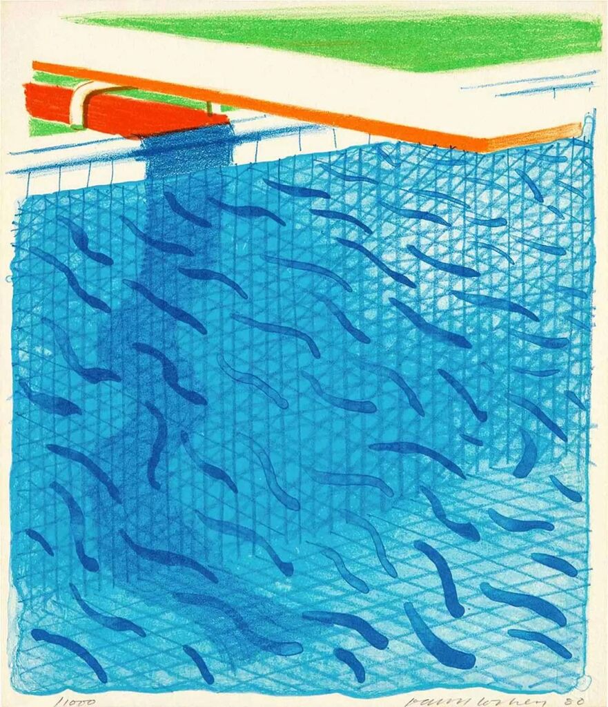 David Hockney, Pool Made with Paper and Blue In for Book, 1980