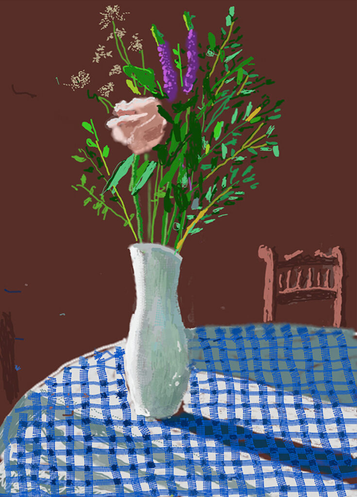 4th February 2021, Flowers in a White Vase with Chair, image 1