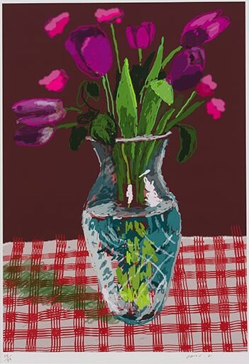 David Hockney, 16th March 2021, Tulips in a Cut Glass, 2021