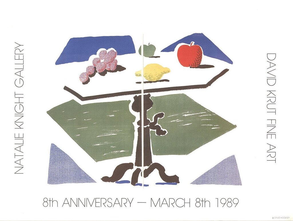 David Hockney, Apple, Grapes, Lemon on a Table, 1989