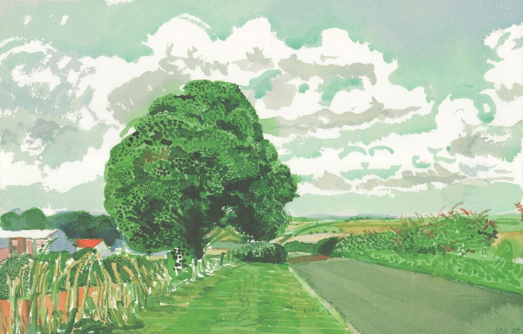 David Hockney, Road and Tree Near Wetwang, 2020