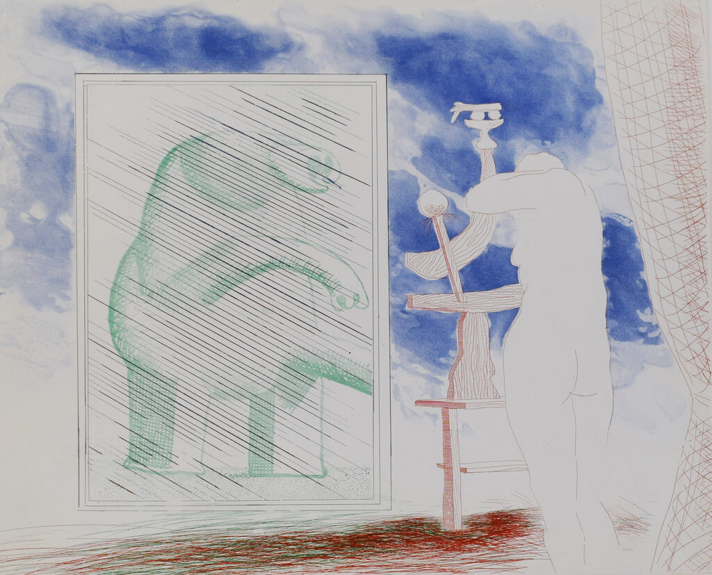 David Hockney, A Picture of Ourselves, from: The Blue Guitar, 1976