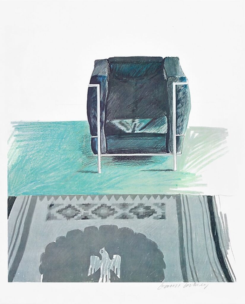 Hand-Signed Rare Proof of Corbusier Chair and Rug - Framed