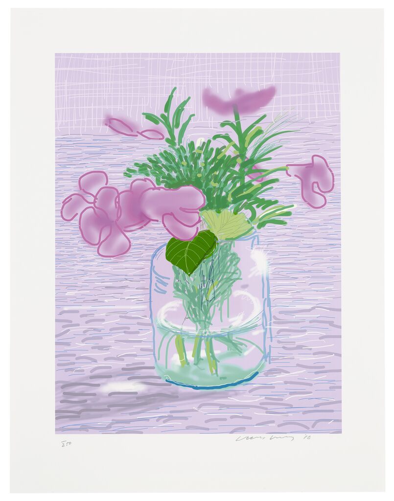 A Bigger Book - iPad Drawing Untitled #329 (Pink peonies and ferns in a glass vase), image 1