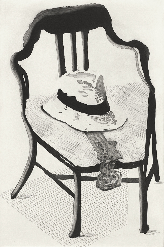 David Hockney, Panama Hat with a Bow Tie on a Chair, 1998