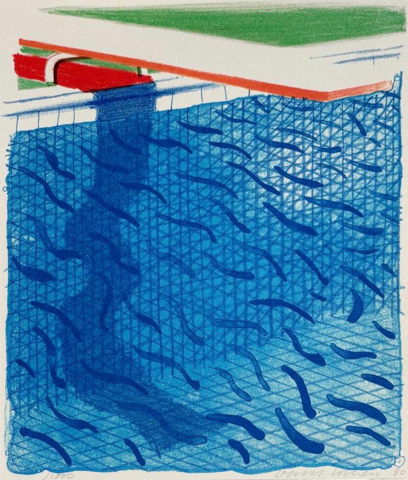 David Hockney, Pool Made with Paper and Blue Ink for Book, 1980