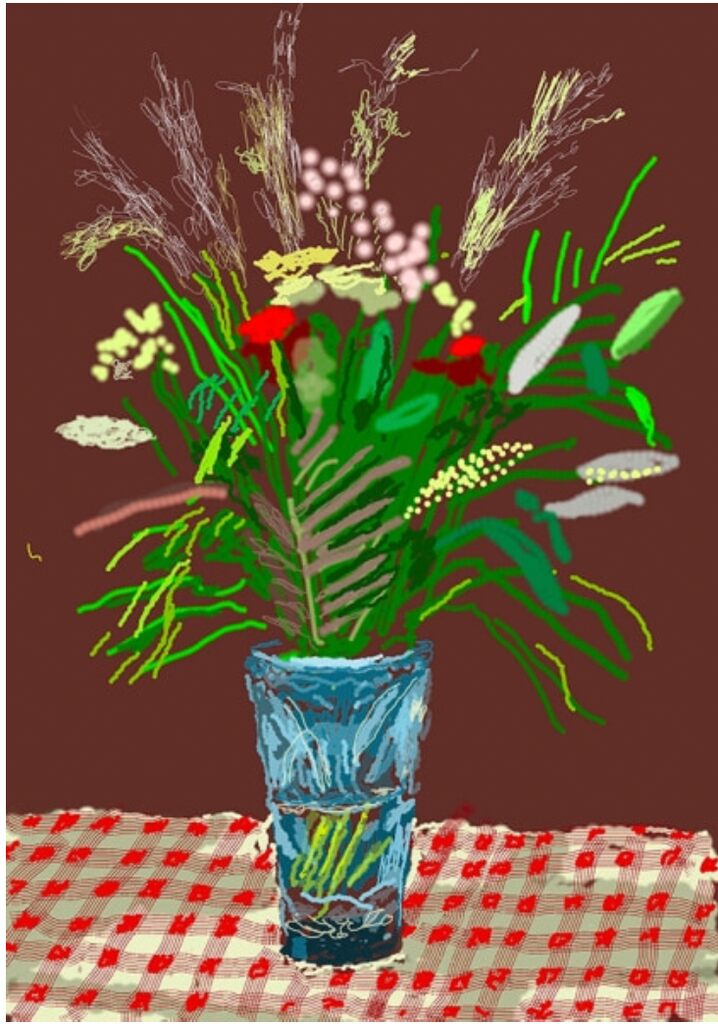 David Hockney, 27th February 2021, Tall Flowers in a Tall Vase, 2021