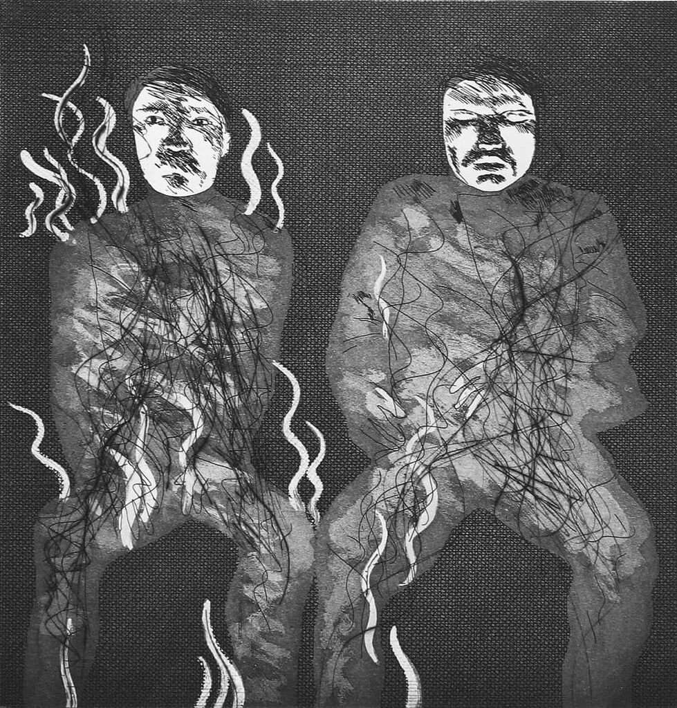David Hockney, Corpses on Fire, 1969