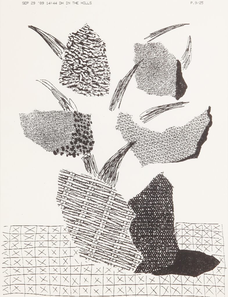 David Hockney Flowers in Basket on Table Cloth, image 1