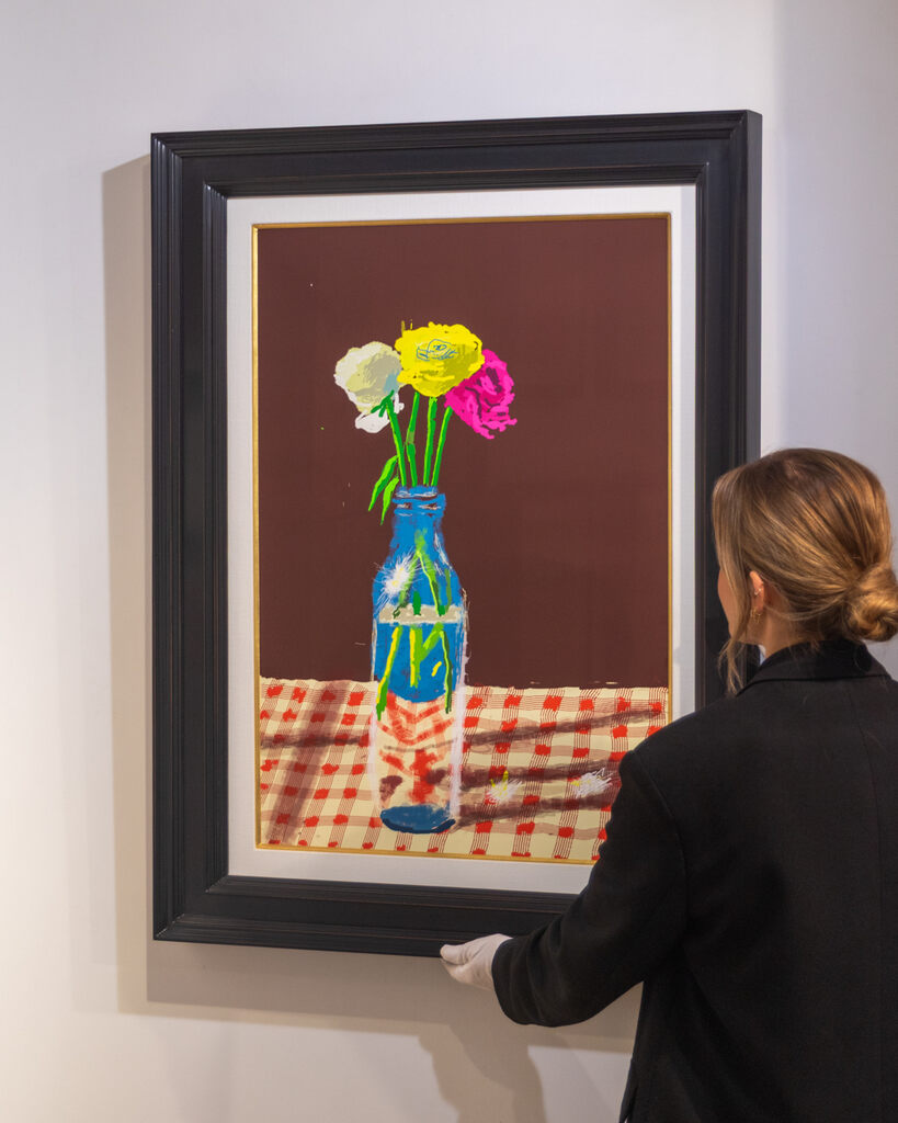 David Hockney, 23rd March 2021, Flowers in a Milk Bottle, 2021