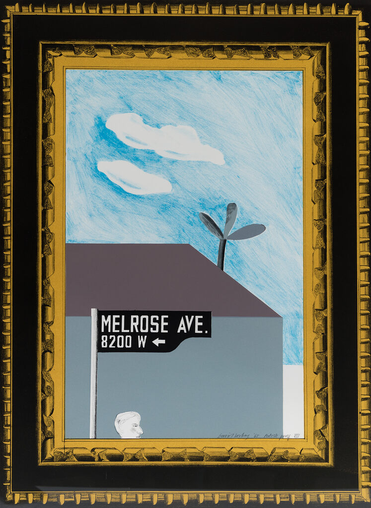 David Hockney, Picture of Melrose Avenue in an ornate gold frame, 1965