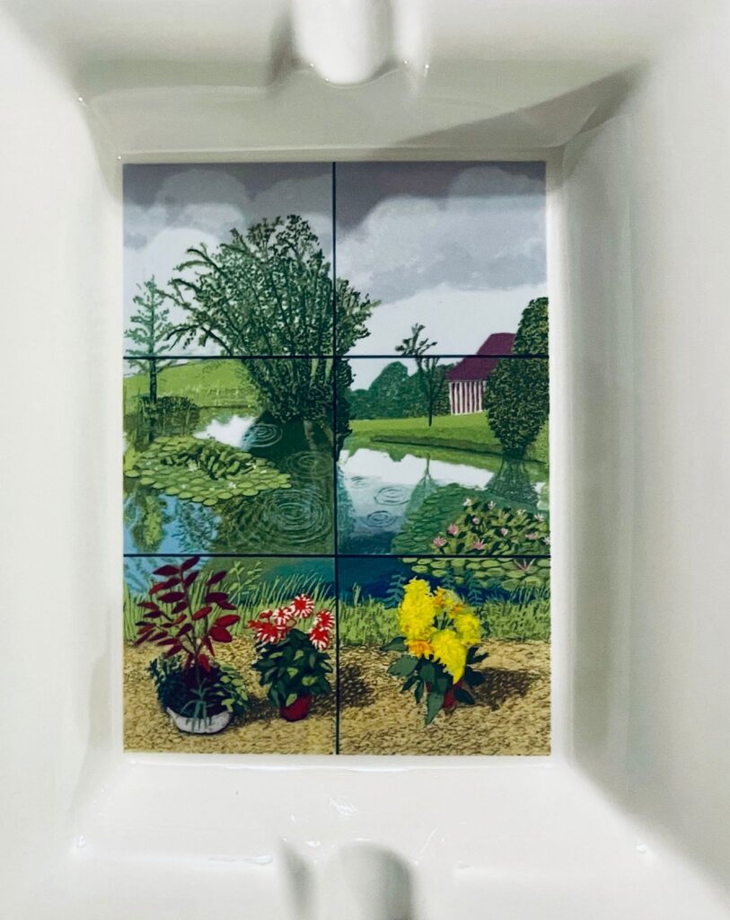 David Hockney, David Hockney - Limited Edition Ashtray/Jewelry/Trinket Holder: Water Lilies in the Pond with Pots of Flowers, in bespoke numbered box, 2024
