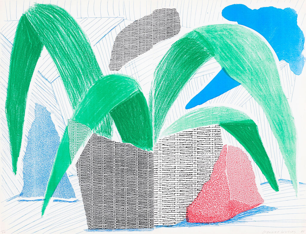 David Hockney, David Hockney Green Grey & Blue Plant, July (Diptych), 1986