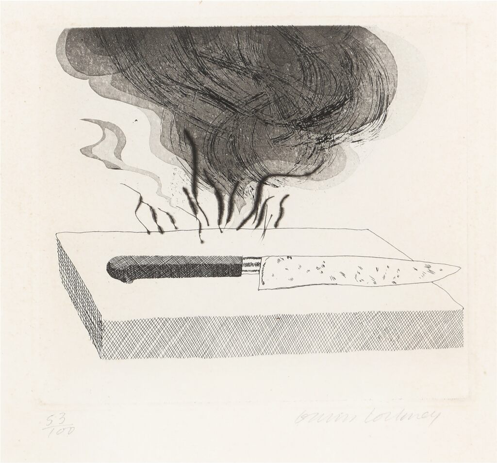 David Hockney, The Carpenter's Bench, a Knife and Fire [MCA Tokyo 90], 1969