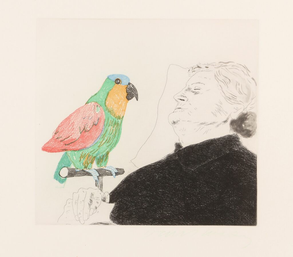 David Hockney, Félicité Sleeping, with Parrot [MCA Tokyo 150], 1974