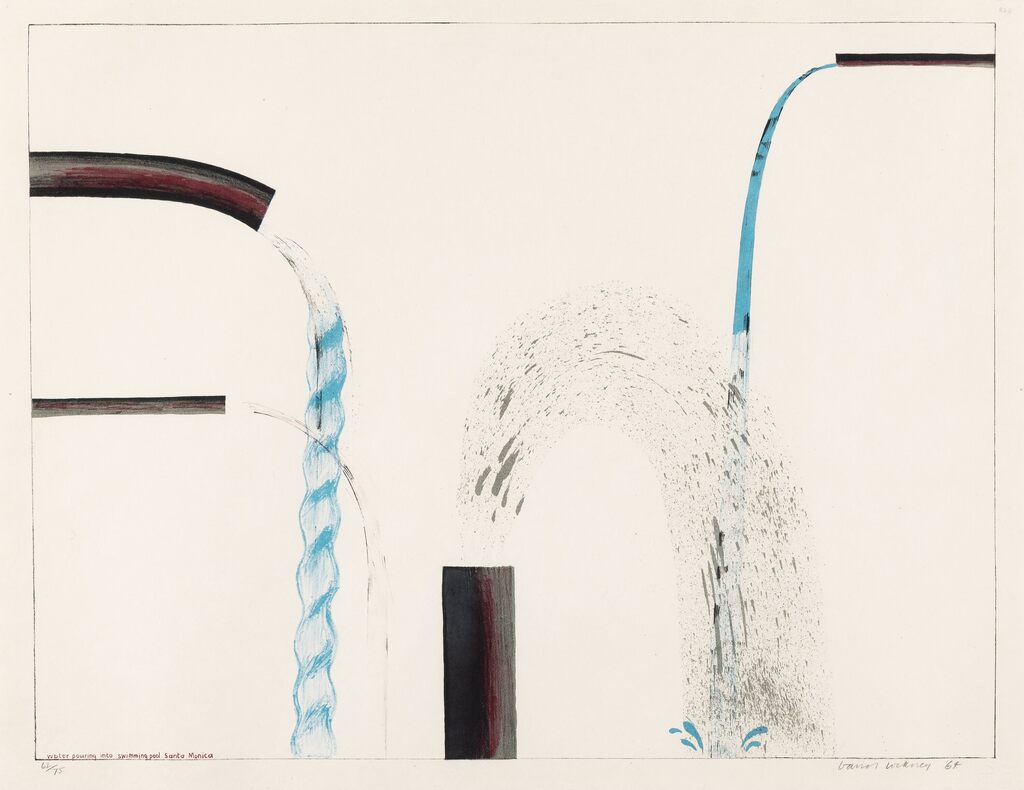 David Hockney, Water Pouring into Swimming Pool, Santa Monica, 1964