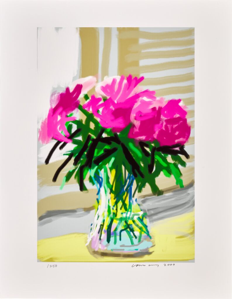 David Hockney, David Hockney No 535 iPhone Drawing 28th June 2009 from My Window (Peonies), 2009