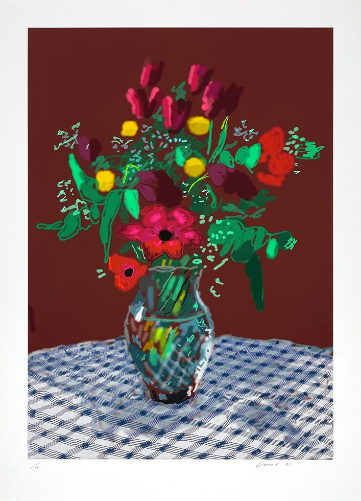 David Hockney, David Hockney 16th February 2021, More Flowers In A Glass Vase, 2022