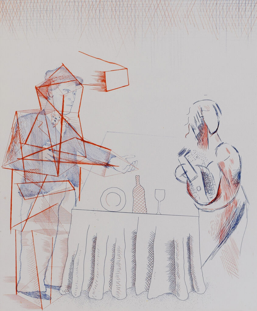 David Hockney, Figures with Still Life, from: The Blue Guitar, 1976