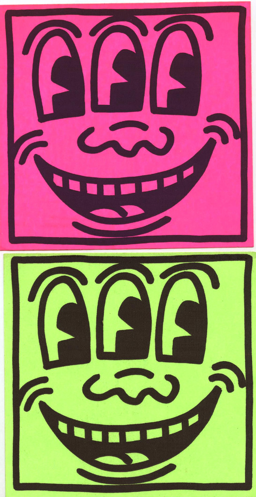 Keith Haring, Original Keith Haring Three Eyed Smiling Face stickers (Keith Haring Pop Shop), ca. 1982